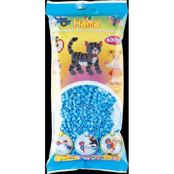 Hamaperler - Midi - 6000 stk - Pastel bl