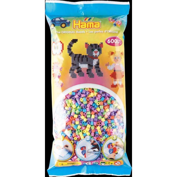 Hamaperler - Midi - 6000 stk - Mix 50 - farve nr. 43, 44, 45, 46, 47, 48