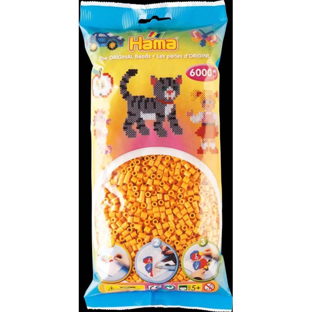 Hamaperler - Midi - 6000 stk - Peter Plys gul