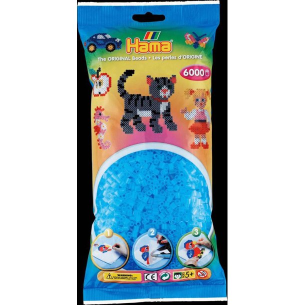 Hamaperler - Midi - 6000 stk - Transp. aqua