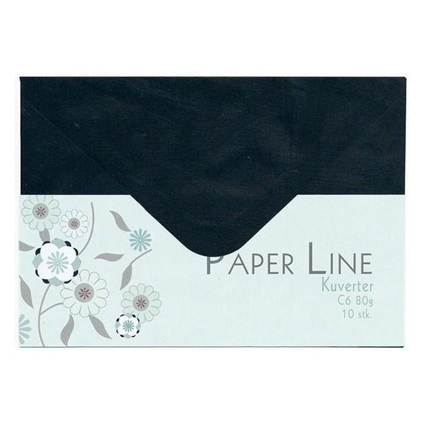 Paper Line - Kuvert, C6 - Sort - Gavlhuset