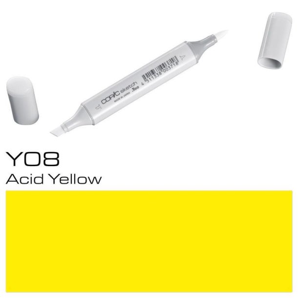 Copic Sketch - Y08 - Acid Yellow - Mængderabat, 10 stk. 550,- el. 25 stk. 1250,-