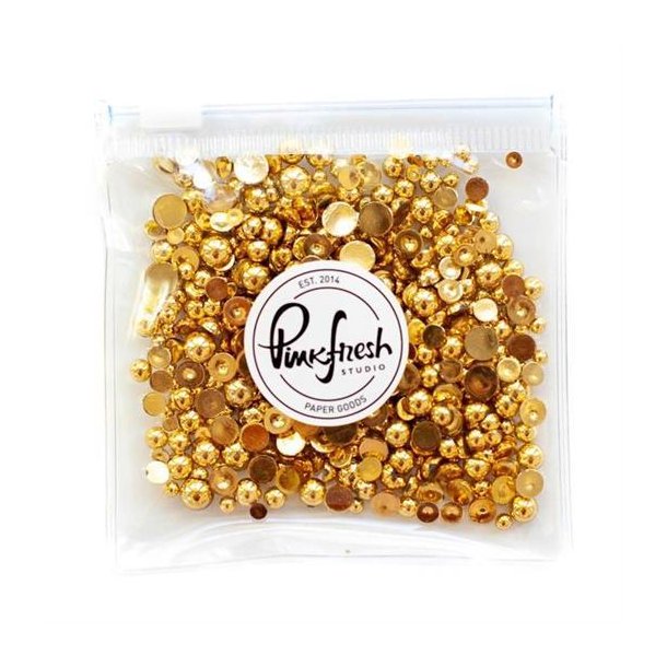 Pinkfresh Metallic Pearls - Halvperler - Gold / Guld
