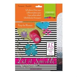Vaessen Creative - Selvklbende Glitter Papir A5 - Let it sparkle no.1