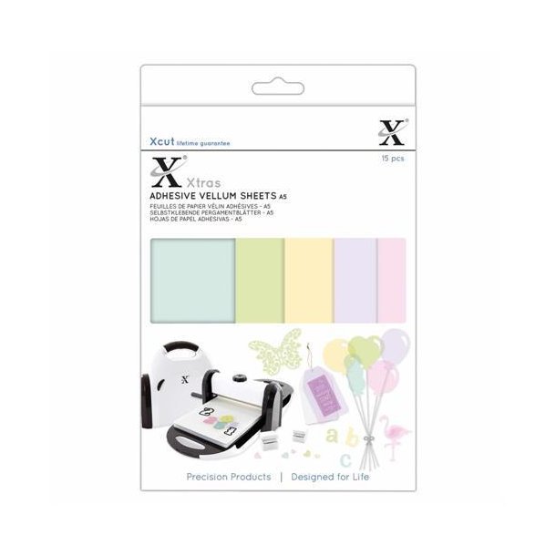 Xcut - Adhesive Vellum Sheets Coloured /  Klbende vellum ark farvet A5