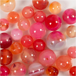 Agat stenperler - Beige / Rosa