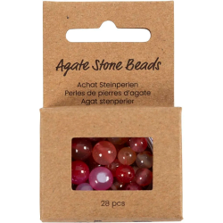 Agat stenperler - Beige / Rosa