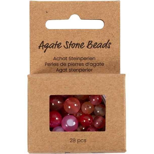 Agat stenperler - Beige / Rosa