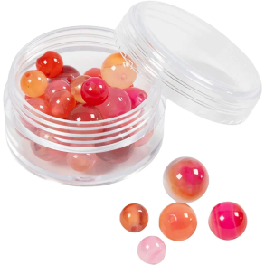 Agat stenperler - Beige / Rosa