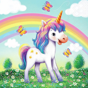 Ambiente - Frokostservietter - Jolly Enhjrning og regnbue
