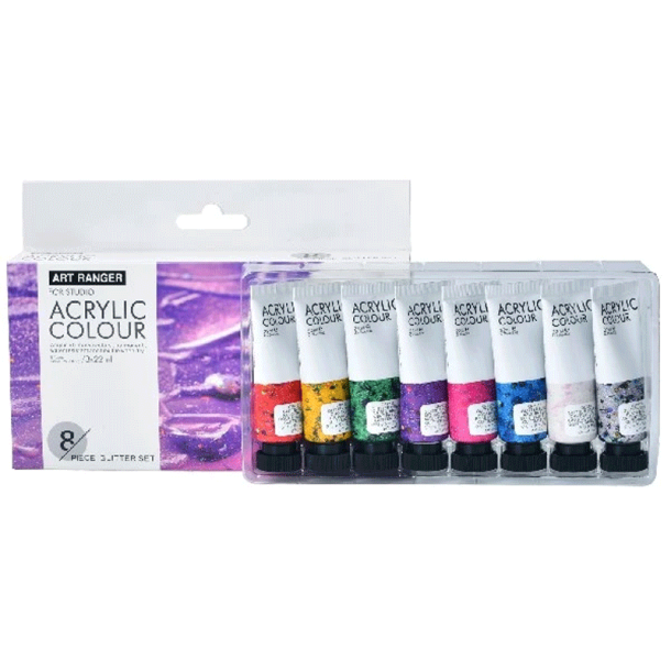Art Ranger - Akrylmaling s�t - Glitter farver - 8 x 22 ml