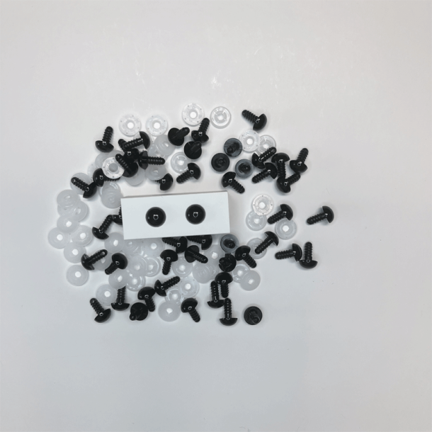 Bamse�jne m/sikkerhedsskive - 12 mm - Sort - 5 stk