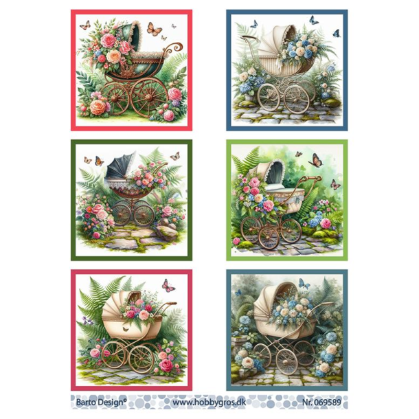 Barto Design - 3D ark - Barnevogne med blomster