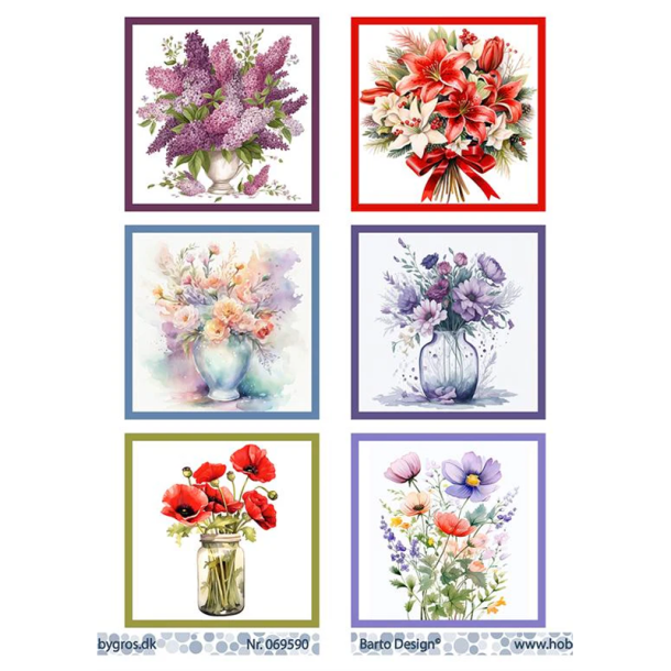 Barto Design - 3D ark - Blomsterbuketter - Lilla og r�d