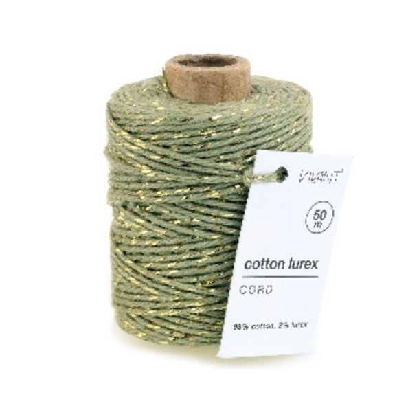 Bomuldssnor Med Glimmer - Sage Gren - 50m