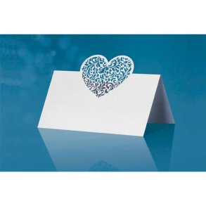Bordkort - Hvid Med Hjerte - 10stk