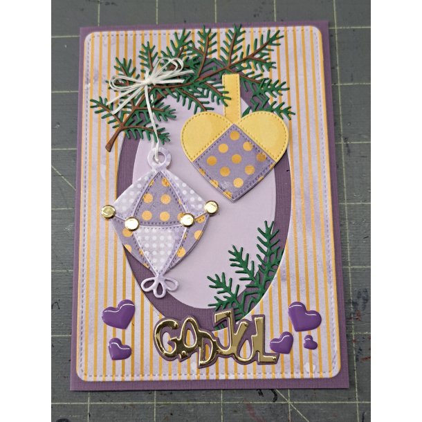 By Lene - Die - Patchwork Decoration #1 - Julepynt - Hjerte og kugle