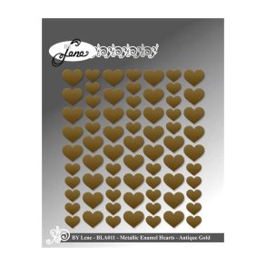 By Lene - Enamel Dots - Hjerter - Metallic Antik Guld