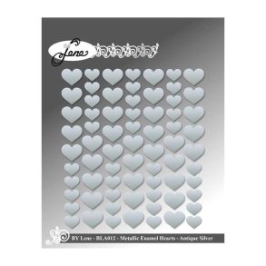 By Lene - Enamel Dots - Hjerter - Metallic S�lv