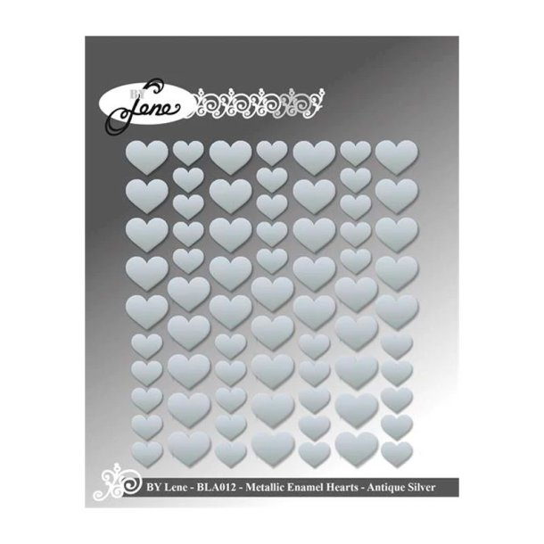 By Lene - Enamel Dots - Hjerter - Metallic Slv