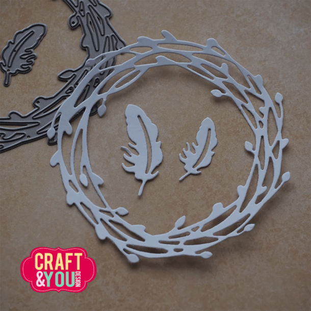 Craft & You - Die - Willow Wreath with Feathers / Krans af grene med fjer