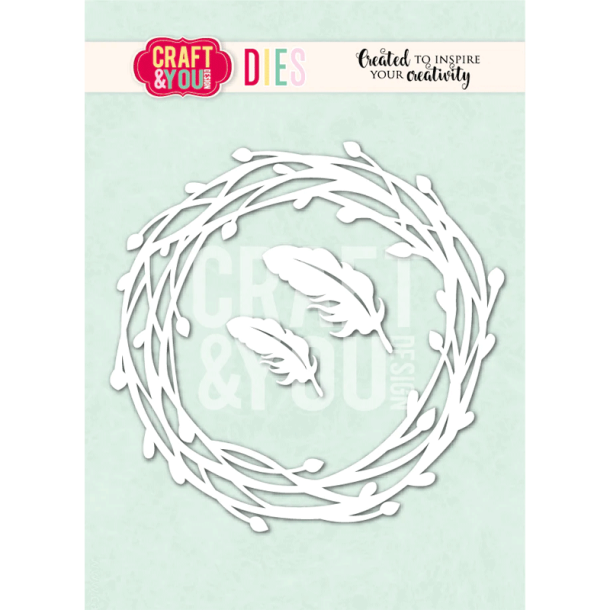 Craft & You - Die - Willow Wreath with Feathers / Krans af grene med fjer