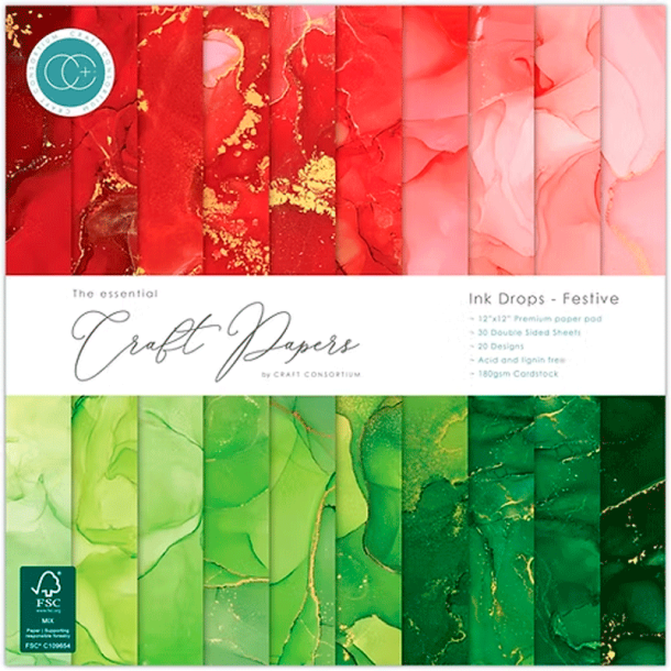 Craft Consortium - Blok 12" - Ink Drops - Festive