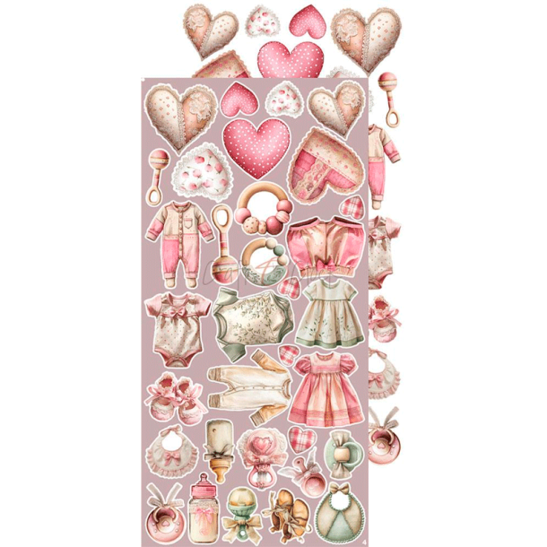 Craft O' Clock - Blok 15 x 30 cm - Baby Girl Universe / Pigebarn - Extra Set - Klippeark