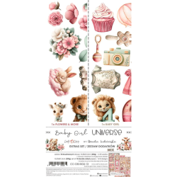 Craft O' Clock - Blok 15 x 30 cm - Baby Girl Universe / Pigebarn - Extra Set - Klippeark