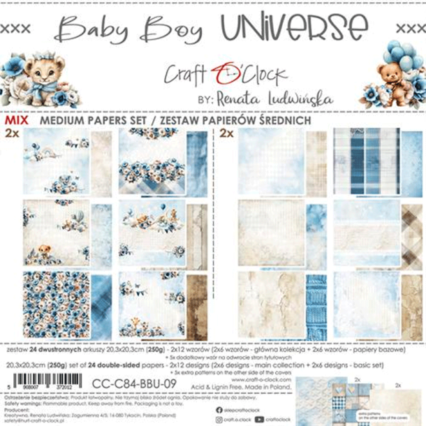 Craft O' Clock - Blok 8" - Baby Boy Universe / Drengebarn