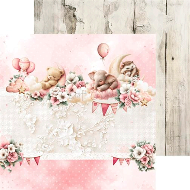 Craft O' Clock - Blok 8" - Baby Girl Universe / Pigebarn