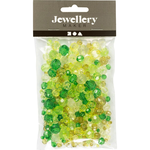 Facetperler - Gr�n glitter