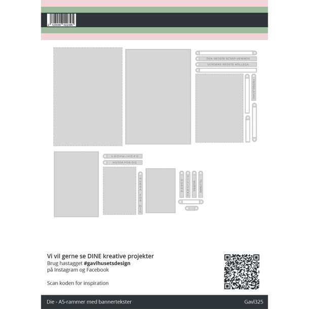 Gavlhusets Design - Die - A5-rammer med bannertekster