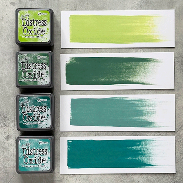 Distress Mini Oxide Kit 9 -  Twisted citron,Rustic wilderness,Evergreen bough,Pine needles