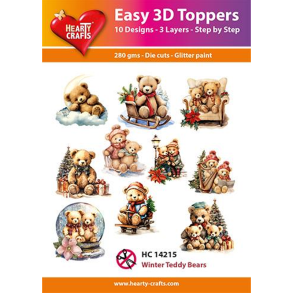 Hearty Crafts - Easy 3D Toppers - Udstansede motiver m. Vinter bamser
