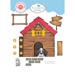 FORUDBESTILLING!!! - Elizabeth Craft Designs - Die - Dog House build a book / Hundehus byg-en-bog