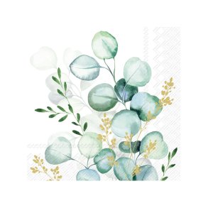 IHR - Kaffeservietter - Eucalyptus Bouquet Gold - 20stk