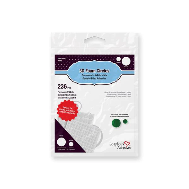 Scrapbook Adhesives - 3D Foam Circles - 3D Klbe cirkler - 236stk - Hvid