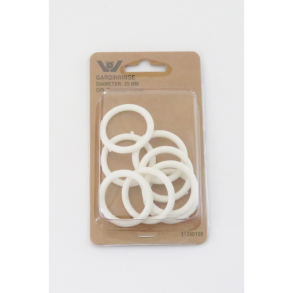 Gardinringe - 25 mm - Hvid - 8 stk
