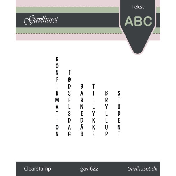 Gavlhusets Design - Stempel - Lodrette tekster