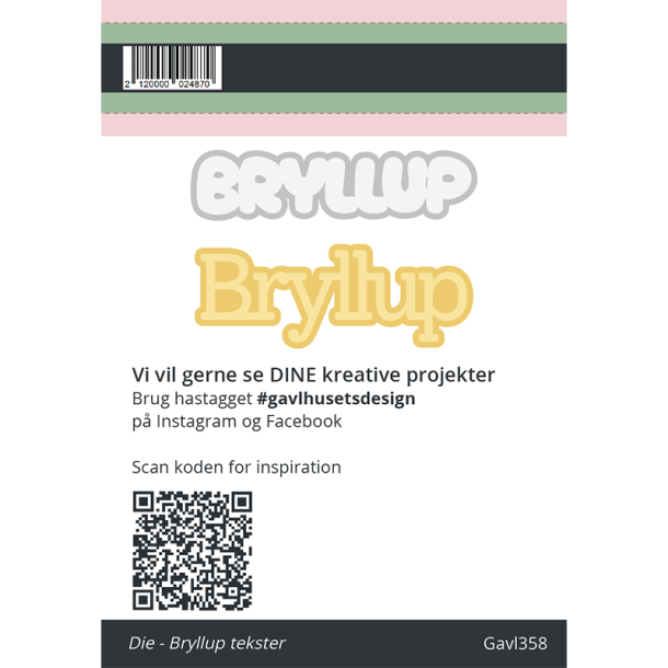 Gavlhusets Design - Die - Bryllup tekst