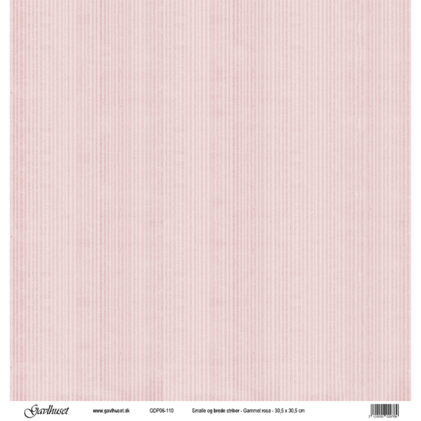 Gavlhusets Design - Papir - Smalle og brede striber - Gammel rosa