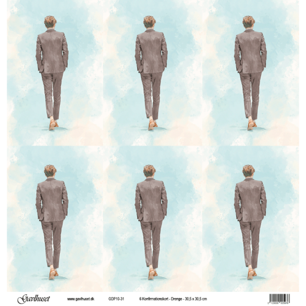 Gavlhusets Design - Papir - 6 Konfirmationskort - Drenge