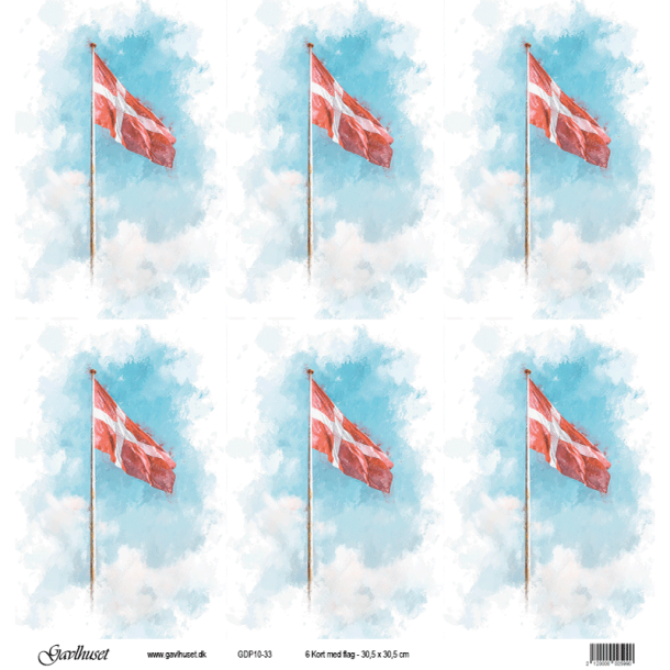 Gavlhusets Design - Papir - 6 Kort med flag