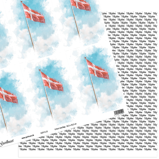 Gavlhusets Design - Papir - 6 Kort med flag
