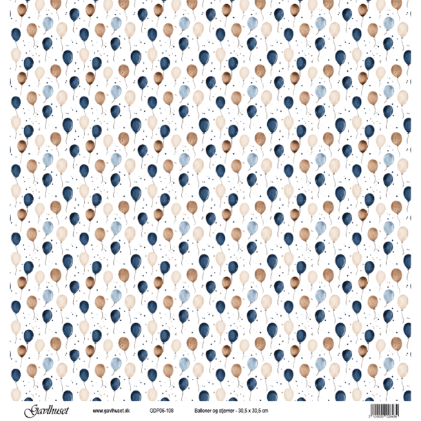 Gavlhusets Design - Papir - Balloner og stjerner