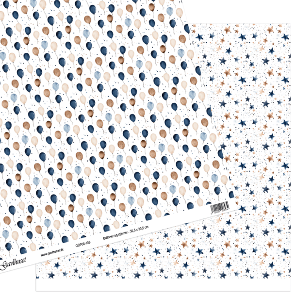 Gavlhusets Design - Papir - Balloner og stjerner