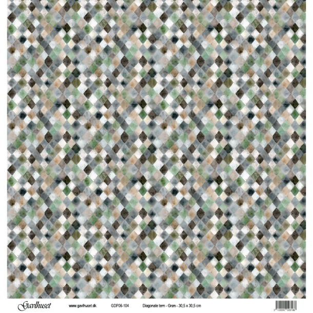 Gavlhusets Design - Papir - Diagonale tern - Gr�n