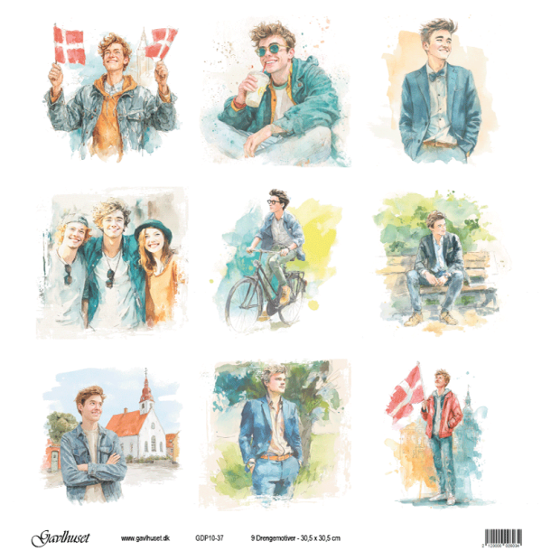 Gavlhusets Design - Papir - 9 Drengemotiver