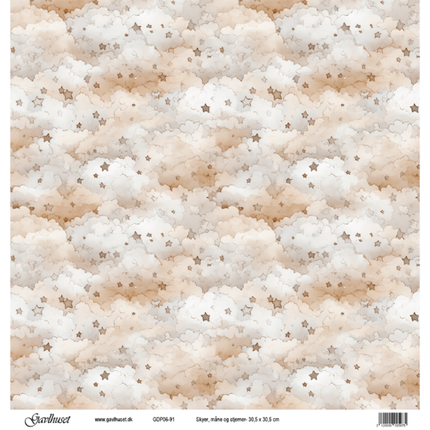 Gavlhusets Design - Papir - Skyer, mne og stjerner